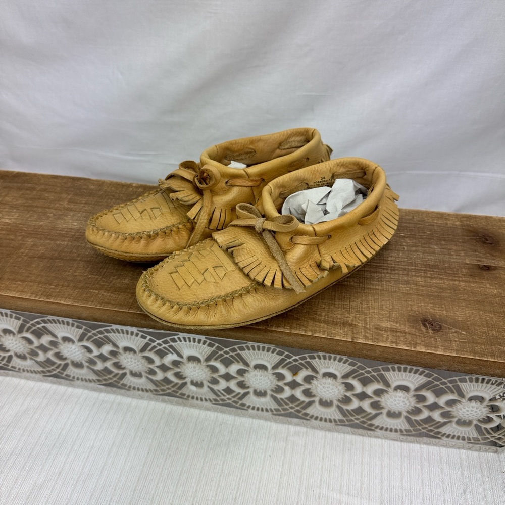Free People Tan Fringe Moccasin Loafers